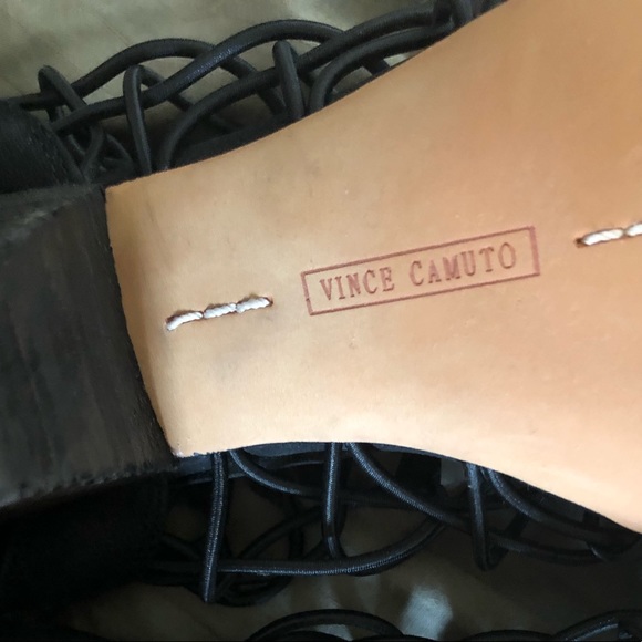 Vince Camuto Evel Gladiator Black Leather Strappy Cone Heel Caged Sandal 8.5 - Picture 11 of 12